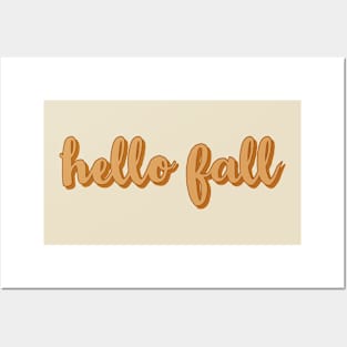 Hello Fall Autum Colors Script Posters and Art